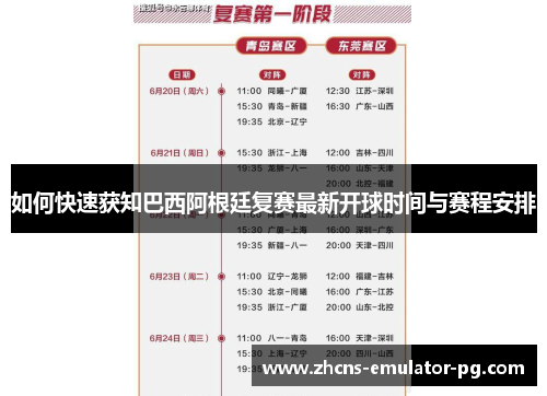 如何快速获知巴西阿根廷复赛最新开球时间与赛程安排